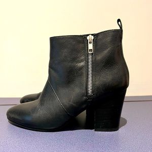 Maje Black Heeled Ankle Bootie With Zip Detail